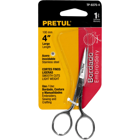Tijera 4' de acero inoxidable para bordar, Pretul 23176