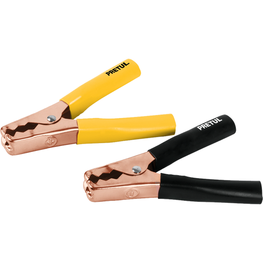 20123 Caballete con 2 caimanes para cables pasa corriente, Pretul