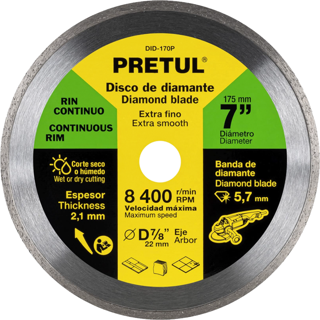 Disco de diamante de 7' x 2.1 mm rin continuo, Pretul