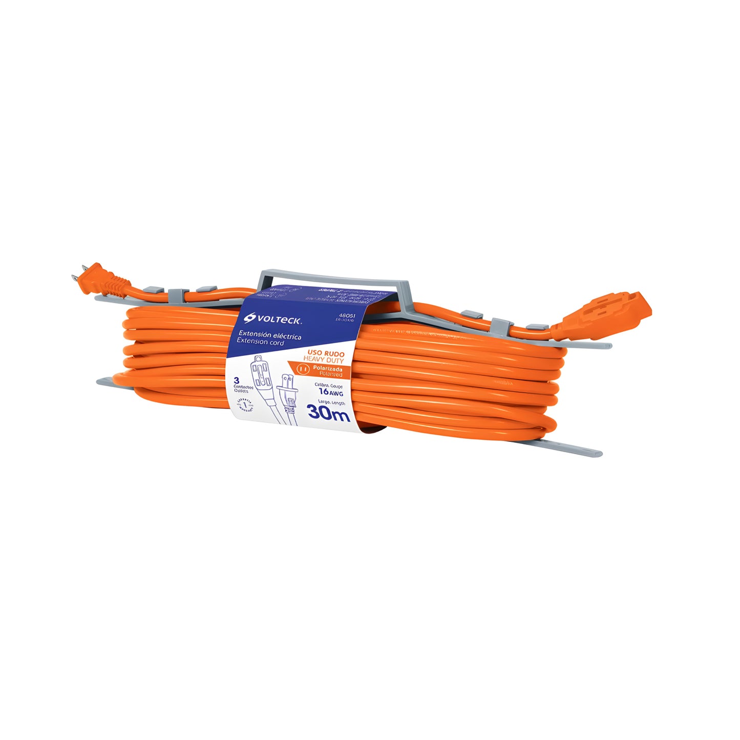 Extensión eléctrica de uso rudo 30 m 2x16 AWG, Volteck