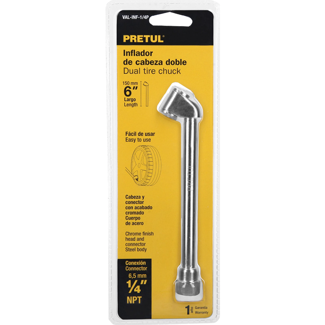 Inflador de cabeza doble, cuerda 1/4 NPT, Pretul 21694