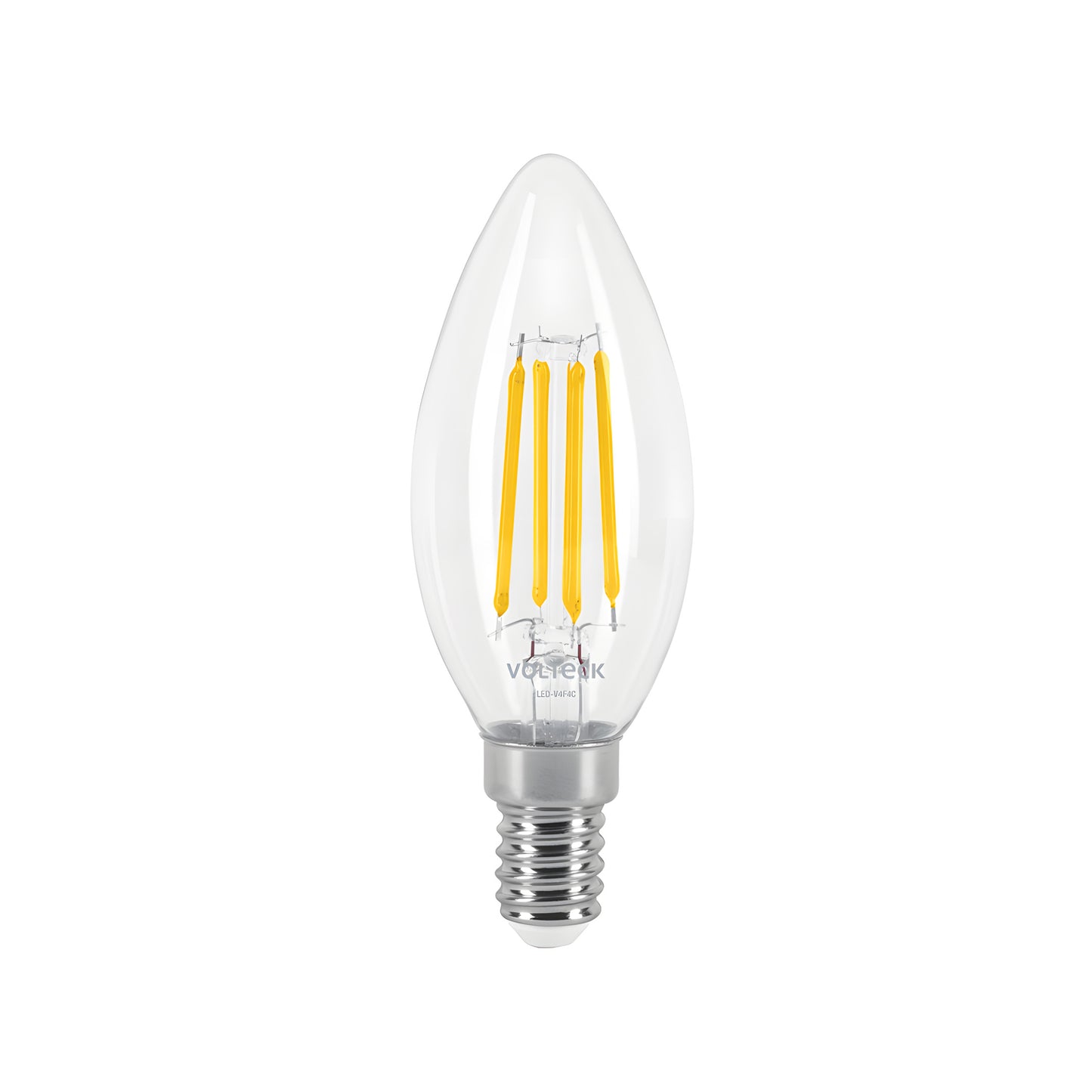 Lámpara LED tipo vela 4 W con filamento base E14 luz cálida, Volteck