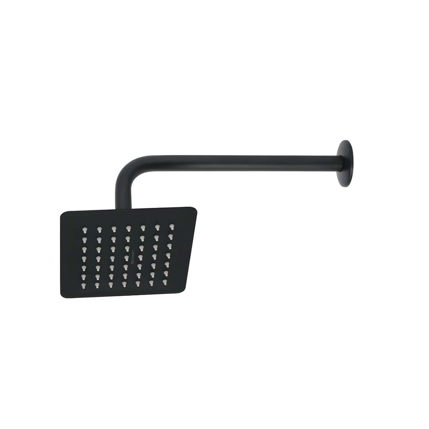Regadera cuadrada 6', acero inox, con brazo, negro, Túbig 47748