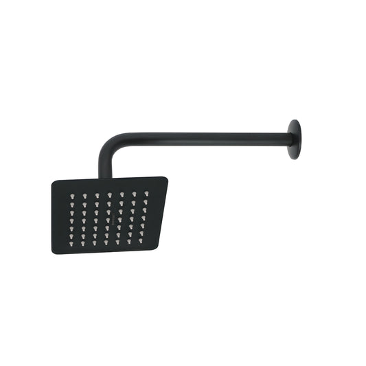 Regadera cuadrada 6', acero inox, con brazo, negro, Túbig 47748