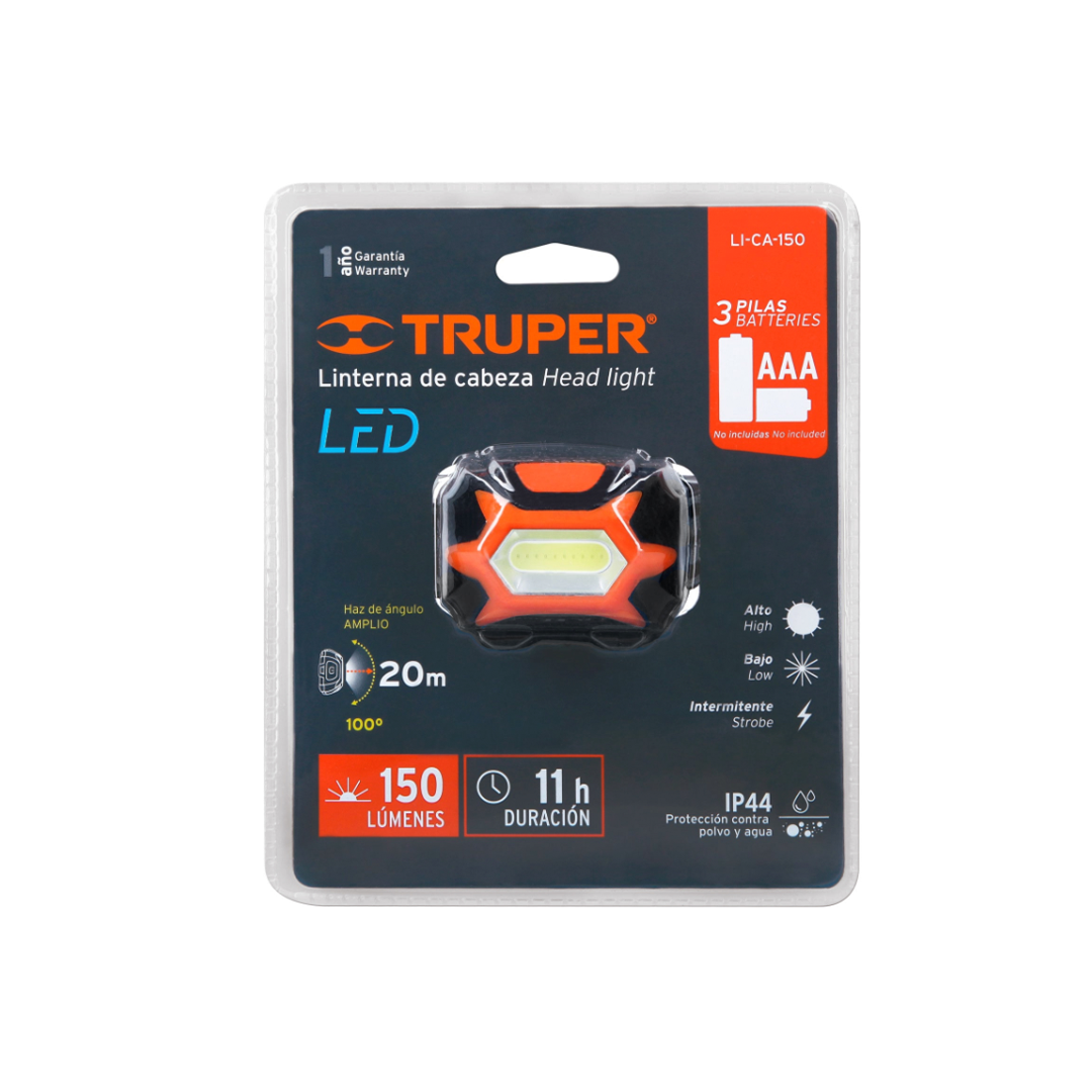 Linterna de minero 1 LED 150 lm de 3 pilas AAA, Truper