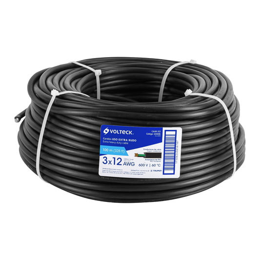 METRO DE CABLE VOLTECK USO EXTRA RUDO 3 x 12 AWG CAUR-312, Volteck
