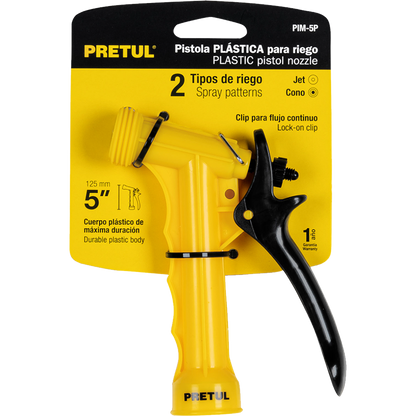 Pistola para riego de 5' de 2 funciones plástica, Pretul 22759