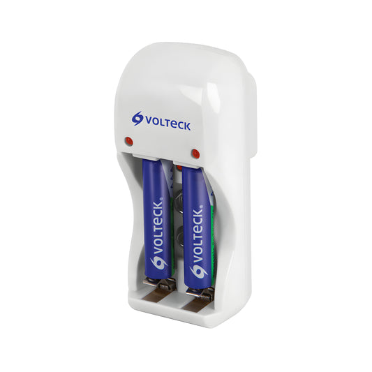 Cargador de pilas, AA, AAA y 9V incluye 2 pilas AAA, Volteck