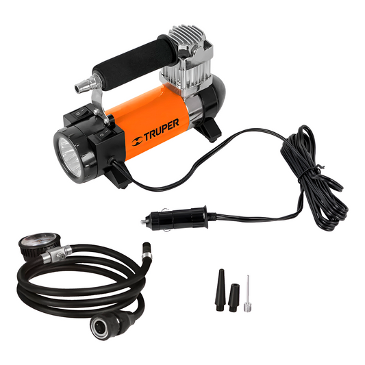 Compresor de aire 12 V portátil, para auto, incluye maletín, Truper