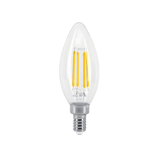 Lámpara LED tipo vela 4 W con filamento base E12 luz cálida, Volteck