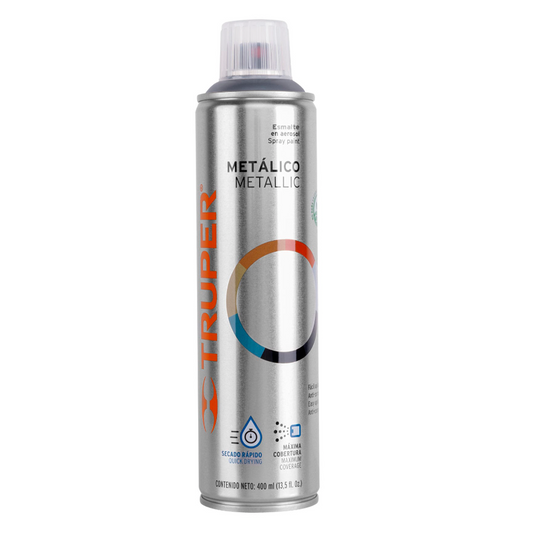 Pintura en aerosol, cromo metálico, bote esbelto, 400 ml