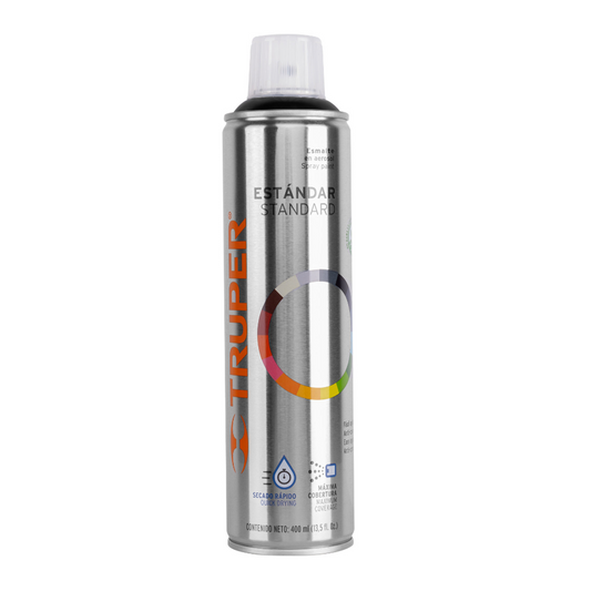 Pintura en aerosol, negro brillante, bote esbelto, 400 ml