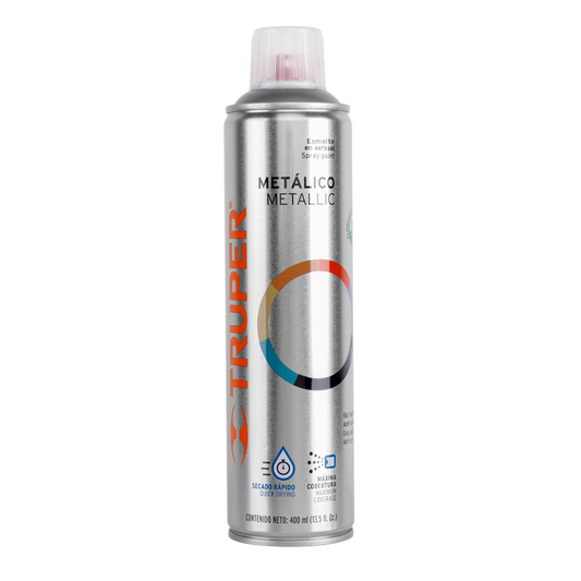 Pintura en aerosol, plata metálico, bote esbelto, 400 ml