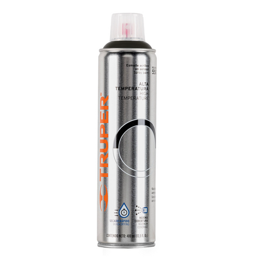 Pintura en aerosol alta temp. bote esbelto, negro, 400 ml